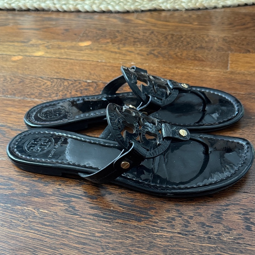 Tory Burch Black Logo Sandals - Picture 8 of 10